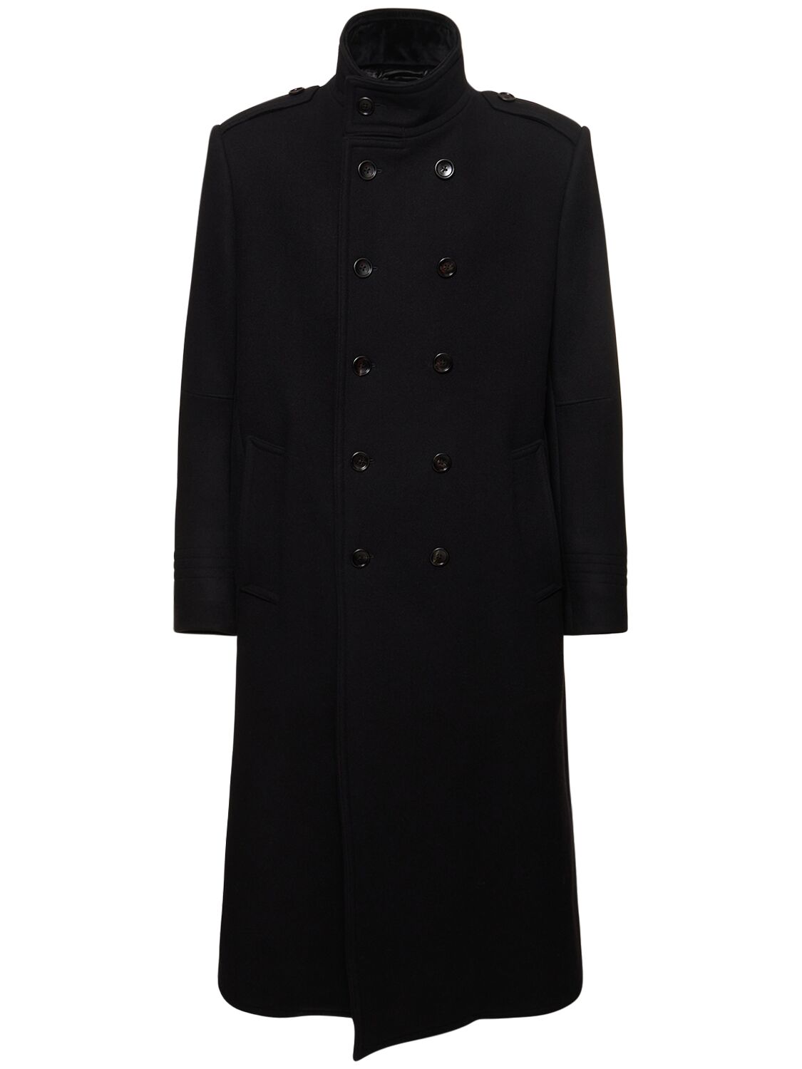 Shop Tom Ford Wool Blend Melton Coat In Black