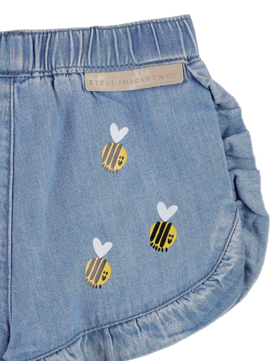 Shop Stella Mccartney Organic Cotton Embroidered Denim Shorts In Blue