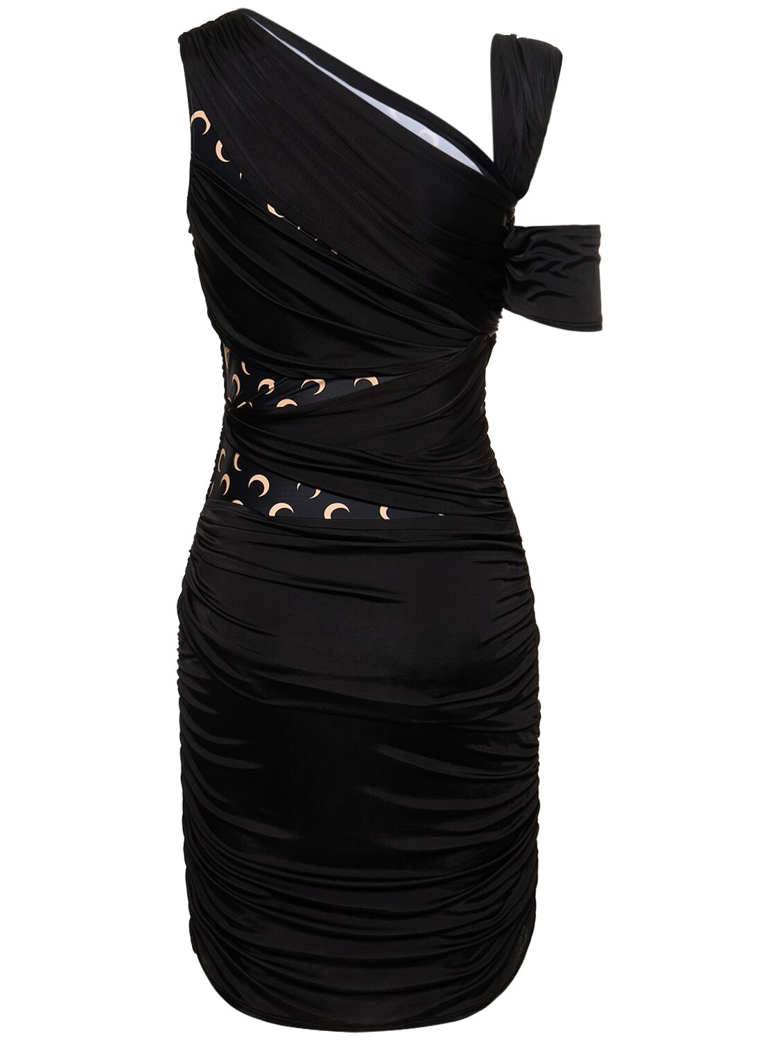 Shop Marine Serre Draped Viscose Jersey Mini Dress In Black