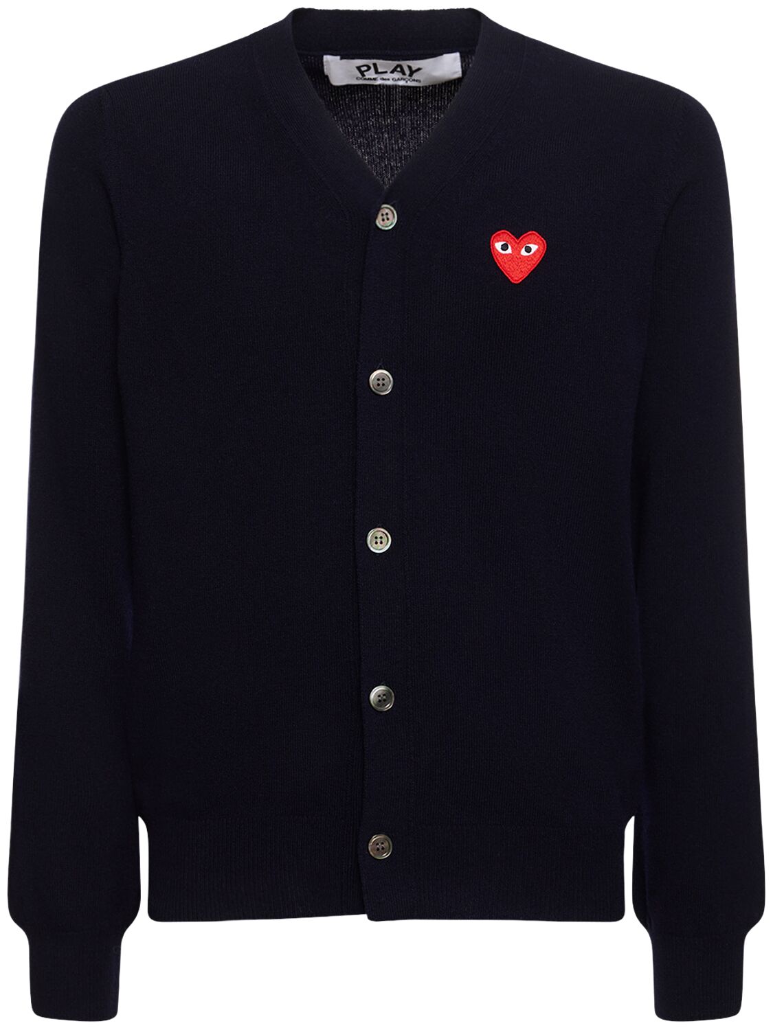 Comme Des Garçons Play Play Logo Knit Wool Cardigan In Navy