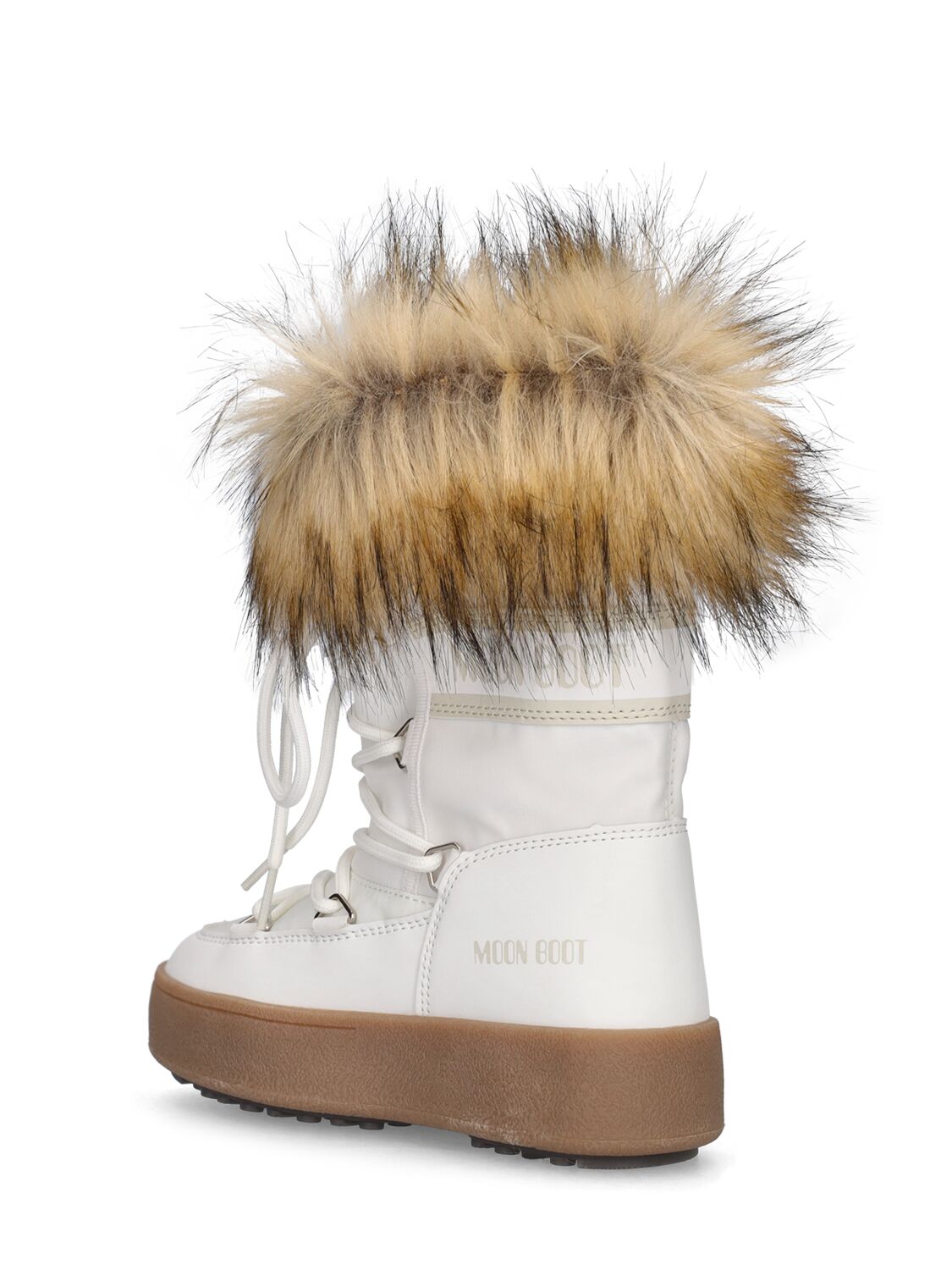 Shop Moon Boot Nylon Ankle Snow Boots W/ Faux Fur In White