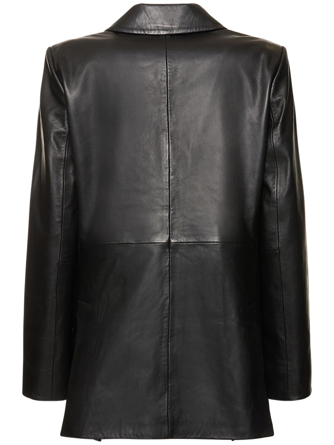 Shop Reformation Veda Dalia Relaxed Leather Blazer In Black