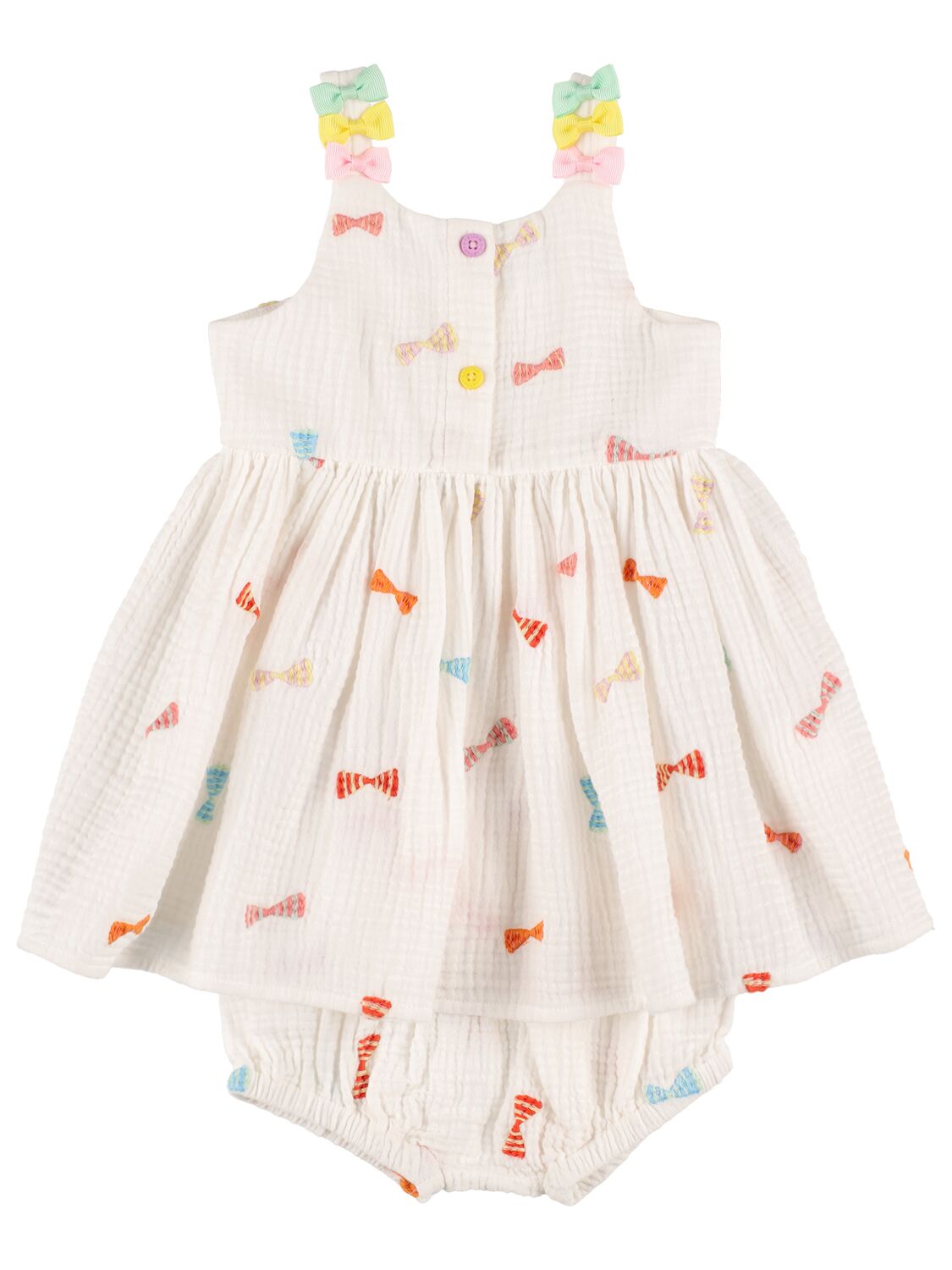 Stella Mccartney Kids' Embossed Gauze Dress & Diaper Cover In Weiss
