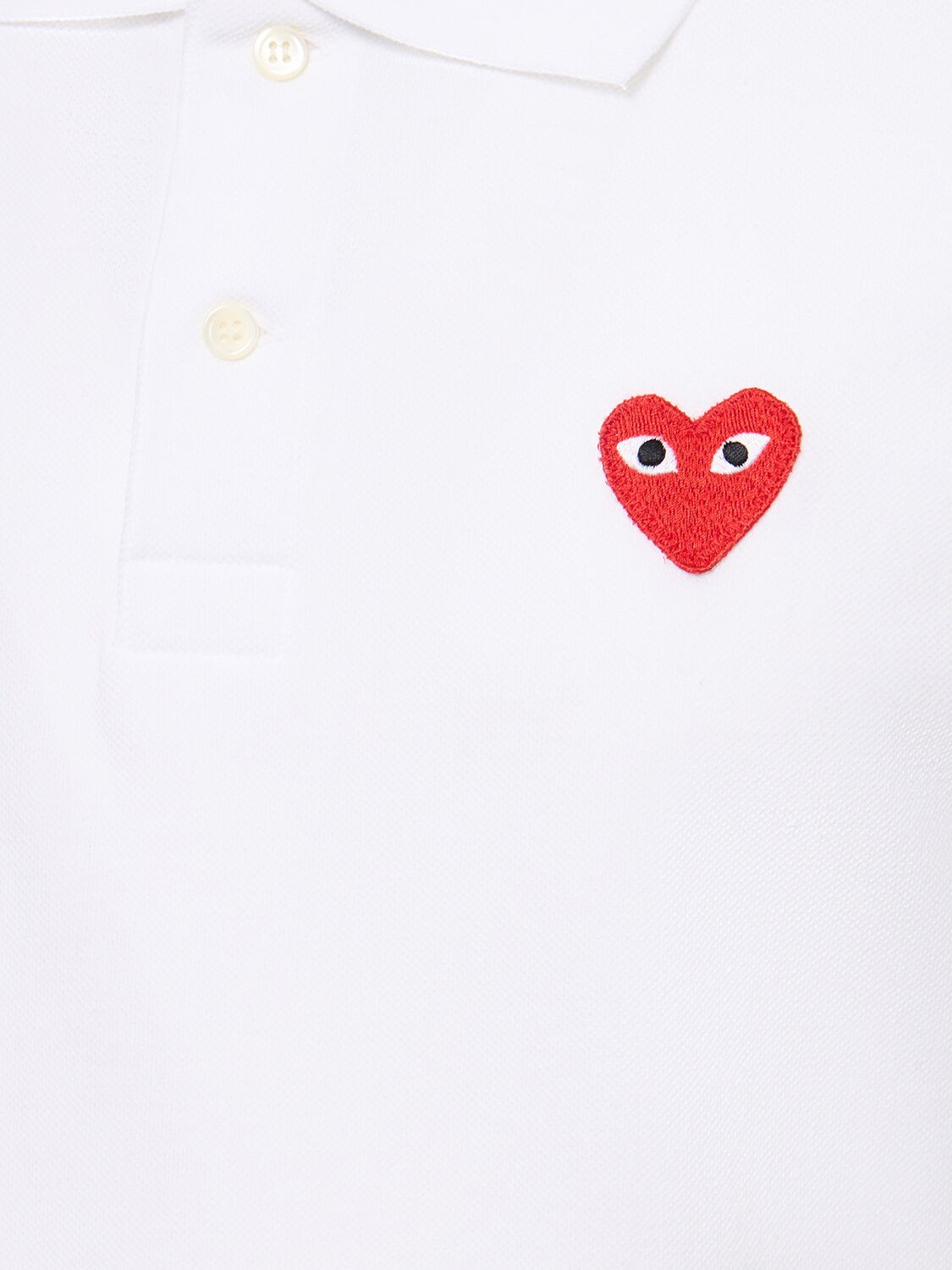 Shop Comme Des Garçons Play Play Logo Cotton Polo In White