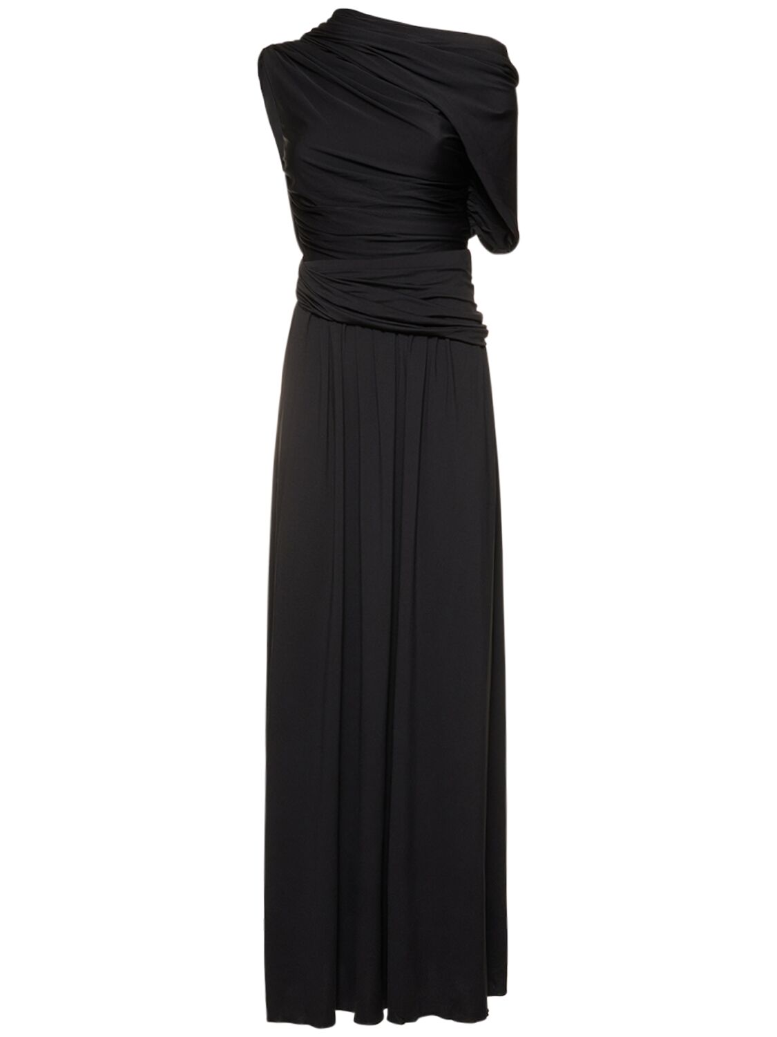 Shop Altuzarra Delphi Draped Jersey Long Dress In Black