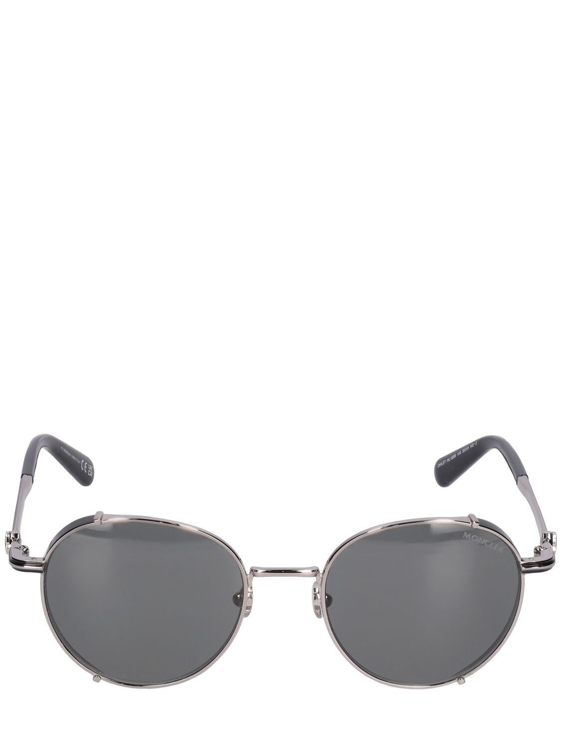 Moncler Round Metal Sunglasses In Light Ruthenium