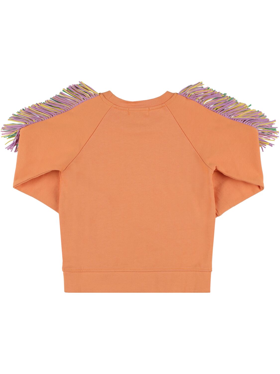 Shop Stella Mccartney Embellished Cotton Sweatshirt W/ Fringes In Orange
