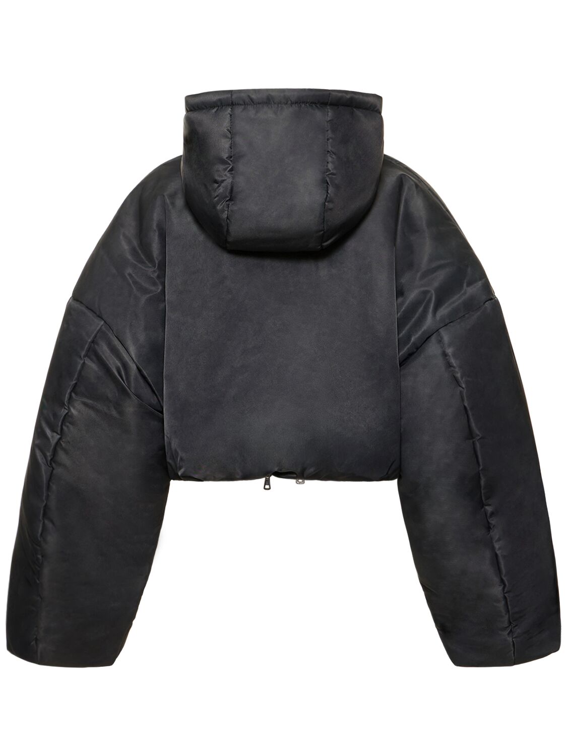 Shop Y/project Cropped Nylon Puffer Jacket W/hood In Grey