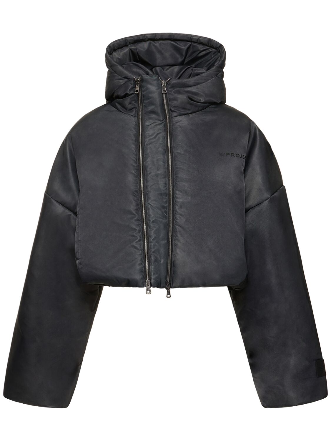 Cropped Nylon Puffer Jacket W/hood – WOMEN > CLOTHING > JACKETS