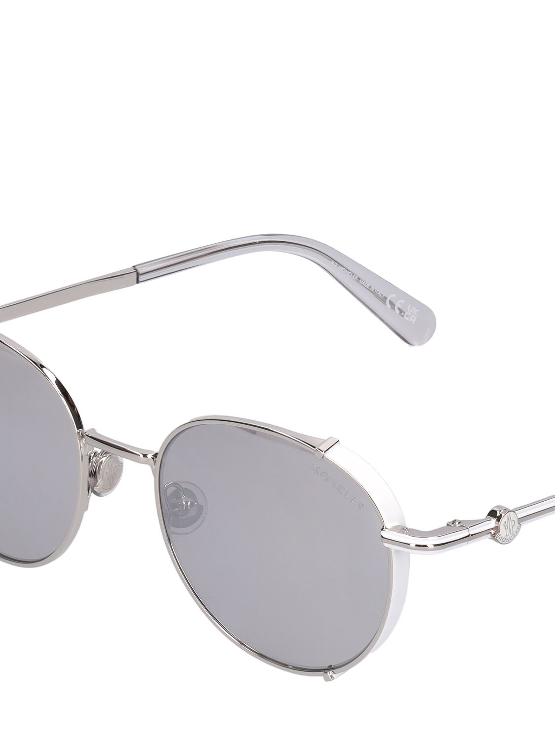 Shop Moncler Round Metal Sunglasses In Yellow