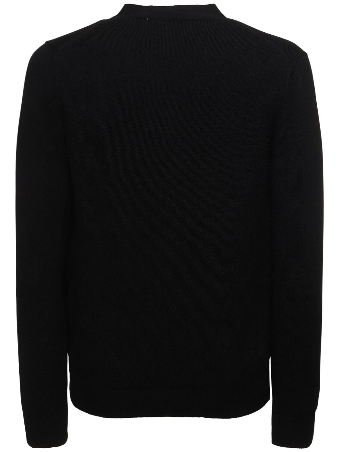 Shop Comme Des Garçons Play Play Logo Knit Wool Cardigan In Black