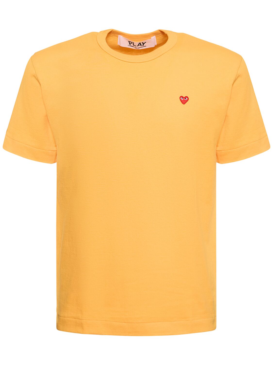 Shop Comme Des Garçons Play Play Logo Cotton T-shirt In Yellow