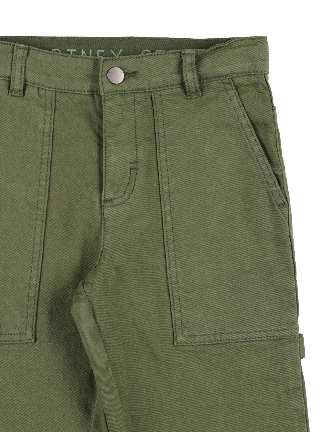 Shop Stella Mccartney Straight Leg Cotton Denim Pants In Militärgrün