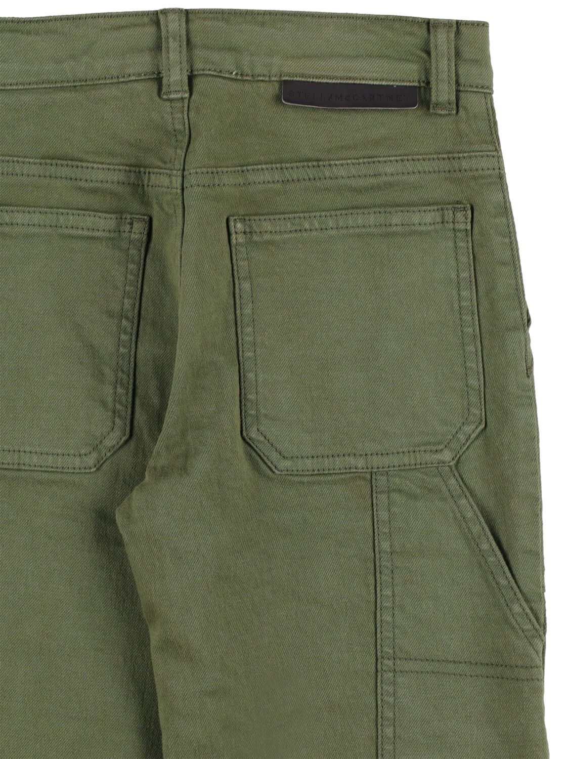 Shop Stella Mccartney Straight Leg Cotton Denim Pants In Militärgrün