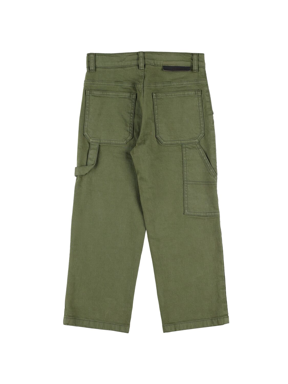 Shop Stella Mccartney Straight Leg Cotton Denim Pants In Militärgrün