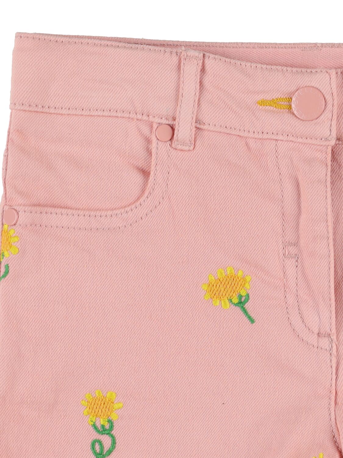 Shop Stella Mccartney Embroidered Organic Denim Shorts In Rosa