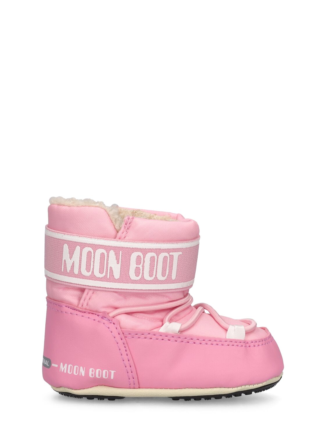 Moon Boot Kids' Crib尼龙及踝雪地靴 In 핑크