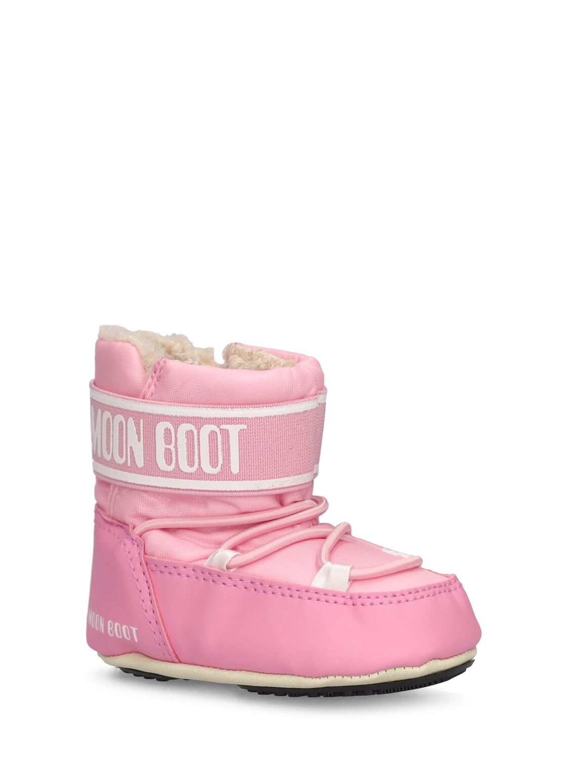 Shop Moon Boot Crib Nylon Ankle Snow Boots In 핑크
