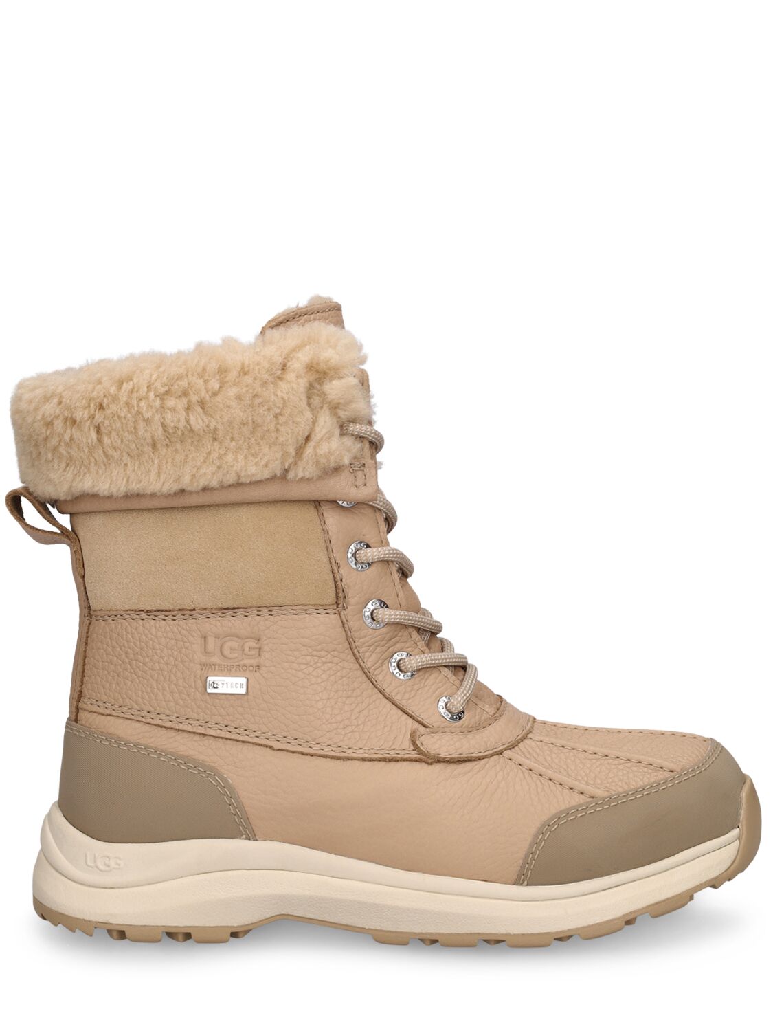 Shop Ugg 25mm Adirondack Iii Leather Hiking Boots In Beige