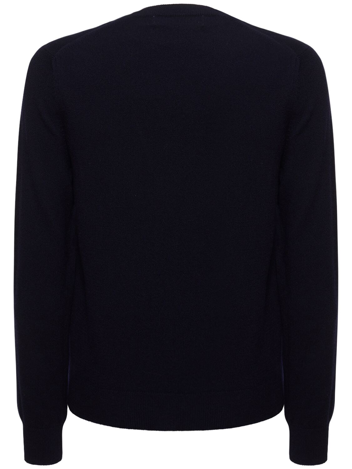 Shop Comme Des Garçons Play Play Logo Knit Wool V-neck Sweater In Navy