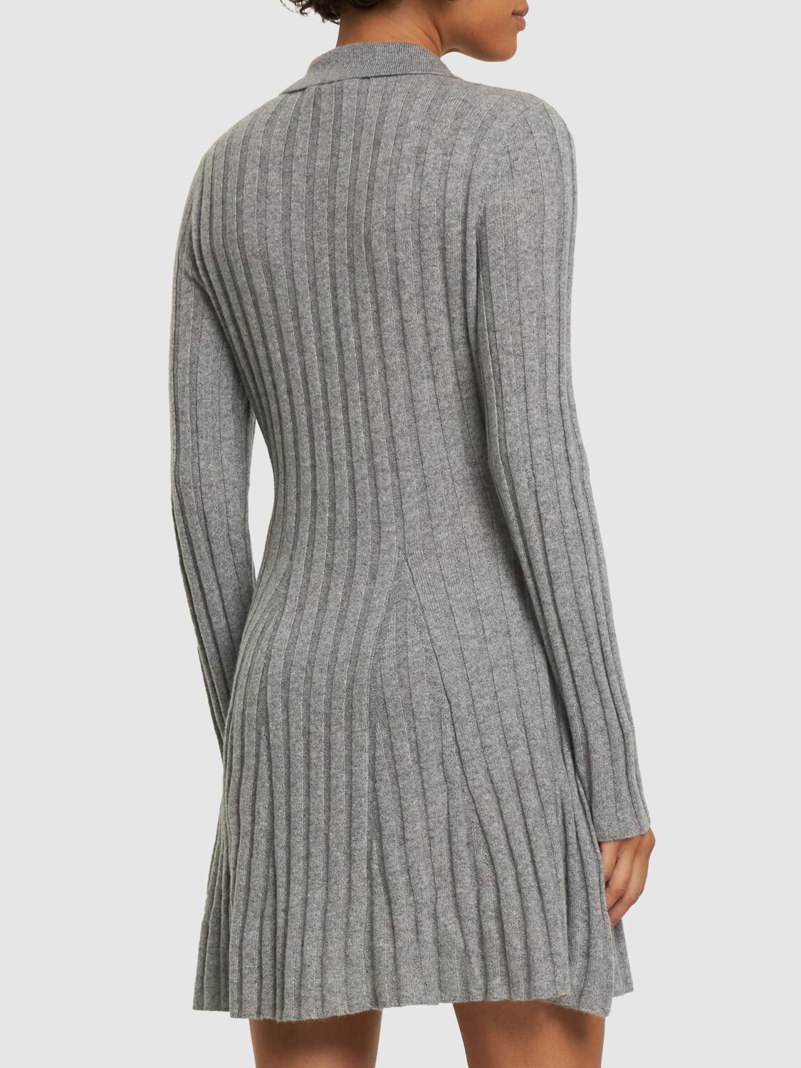 Shop Reformation Walsh Collared Cashmere Mini Dress In Grey