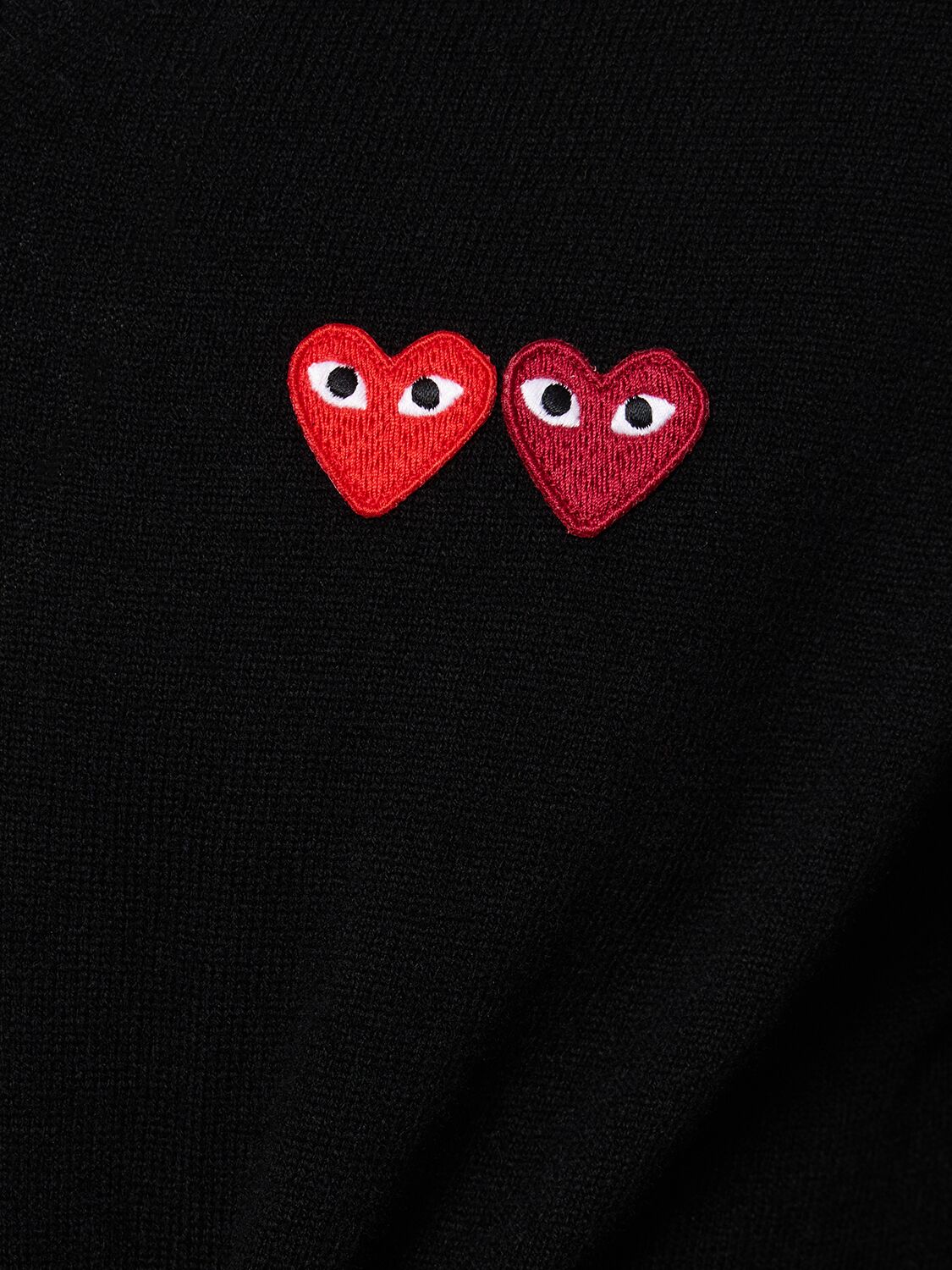 Shop Comme Des Garçons Play Play Logo Knit Wool V-neck Sweater In Black