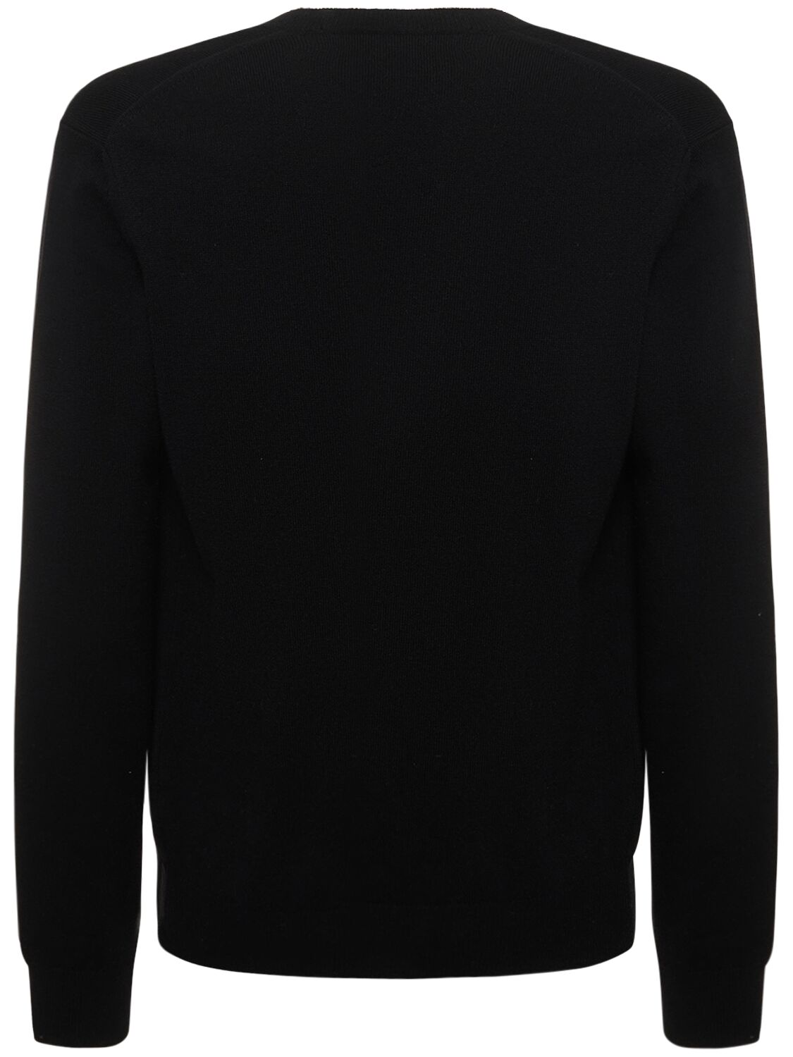 Shop Comme Des Garçons Play Play Logo Knit Wool V-neck Sweater In Black