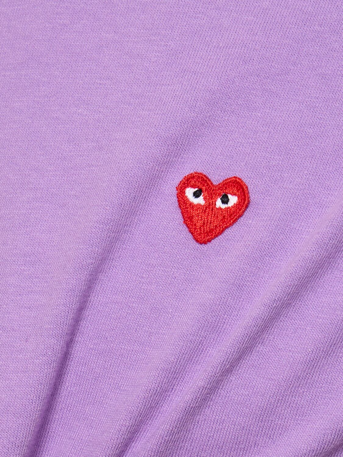 Shop Comme Des Garçons Play Play Logo Cotton T-shirt In Purple