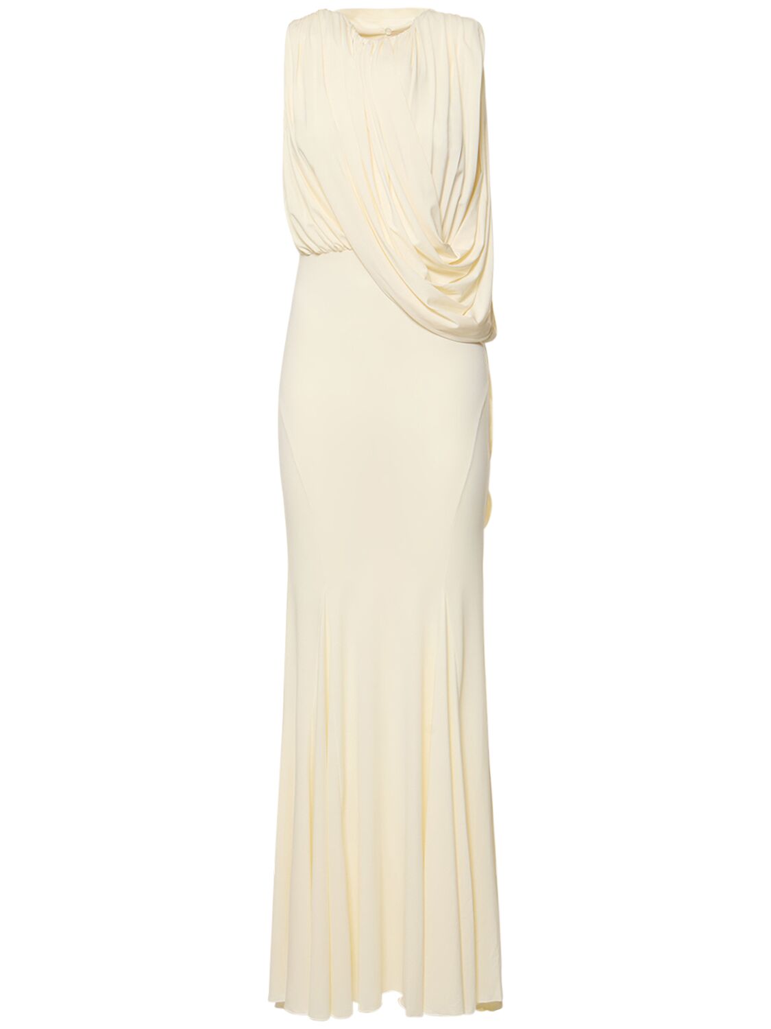 Altuzarra Mandilou Draped Jersey Long Dress In Ivory