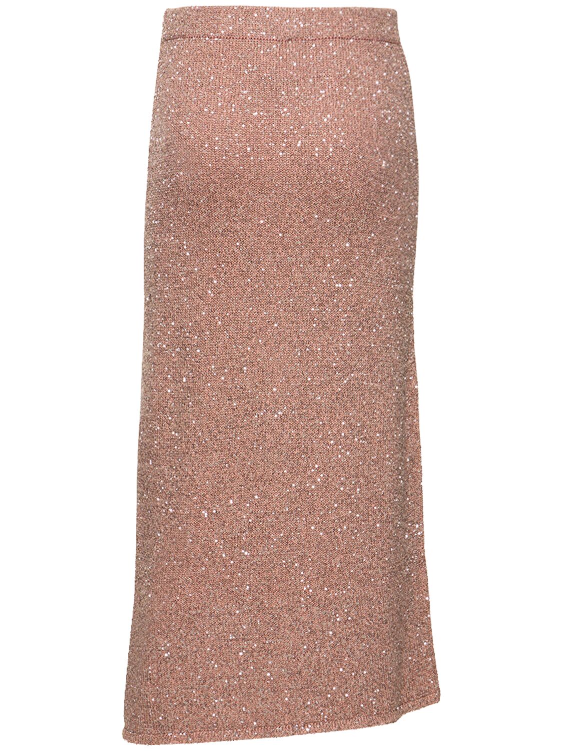 Shop Altuzarra Milos Sequined Knit Midi Skirt In Pink,gold