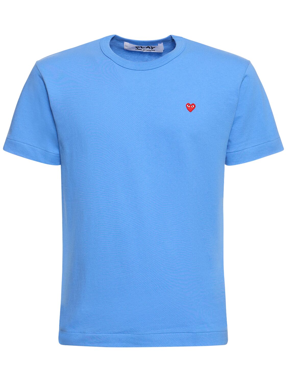 Shop Comme Des Garçons Play Red Emblem Cotton T-shirt In Blue