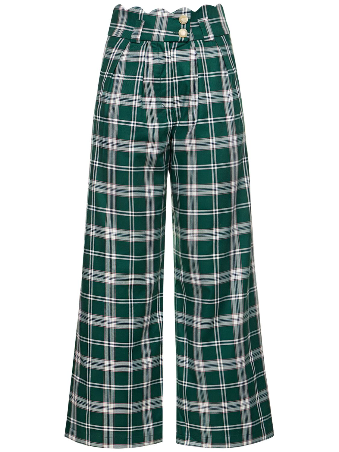 Image of New Chestnut Check Scalloped Wide Pants