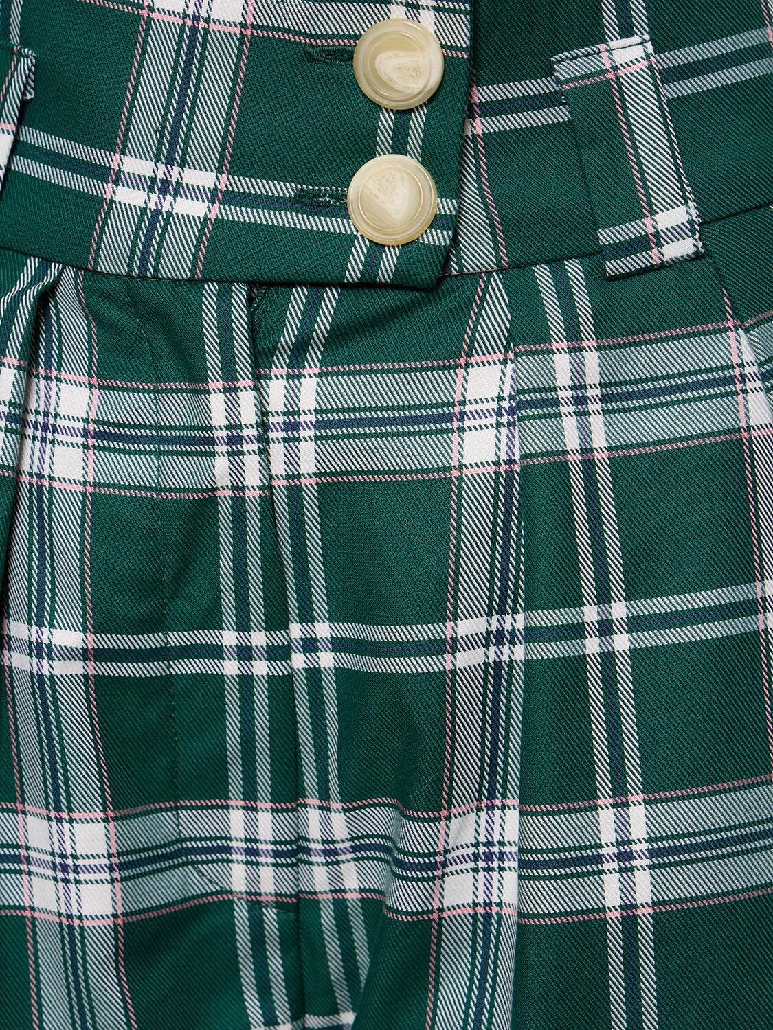 Shop Maria De La Orden New Chestnut Check Scalloped Wide Pants In Green,white