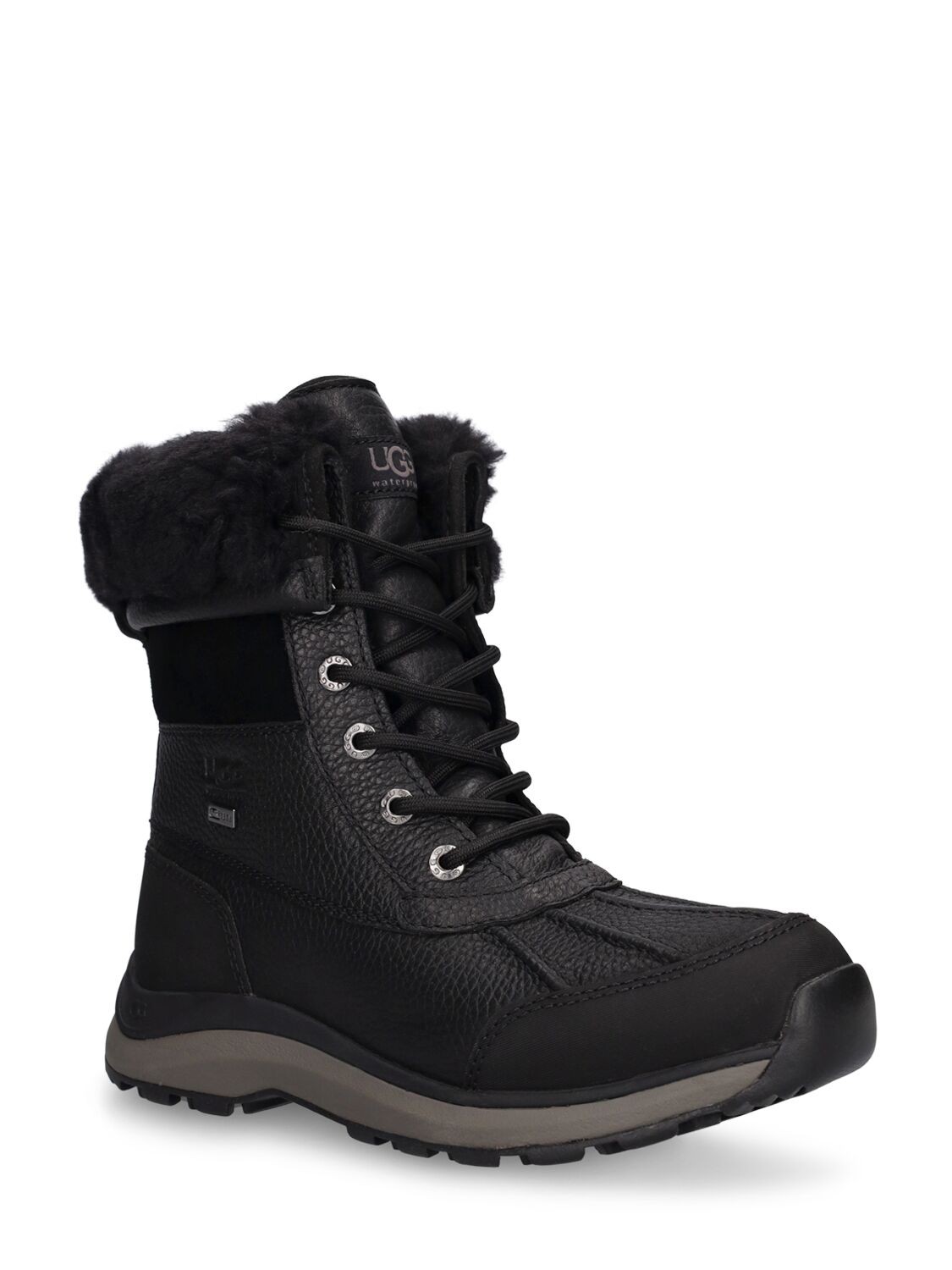 Shop Ugg 25mm Adirondack Iii Leather Hiking Boots In Black