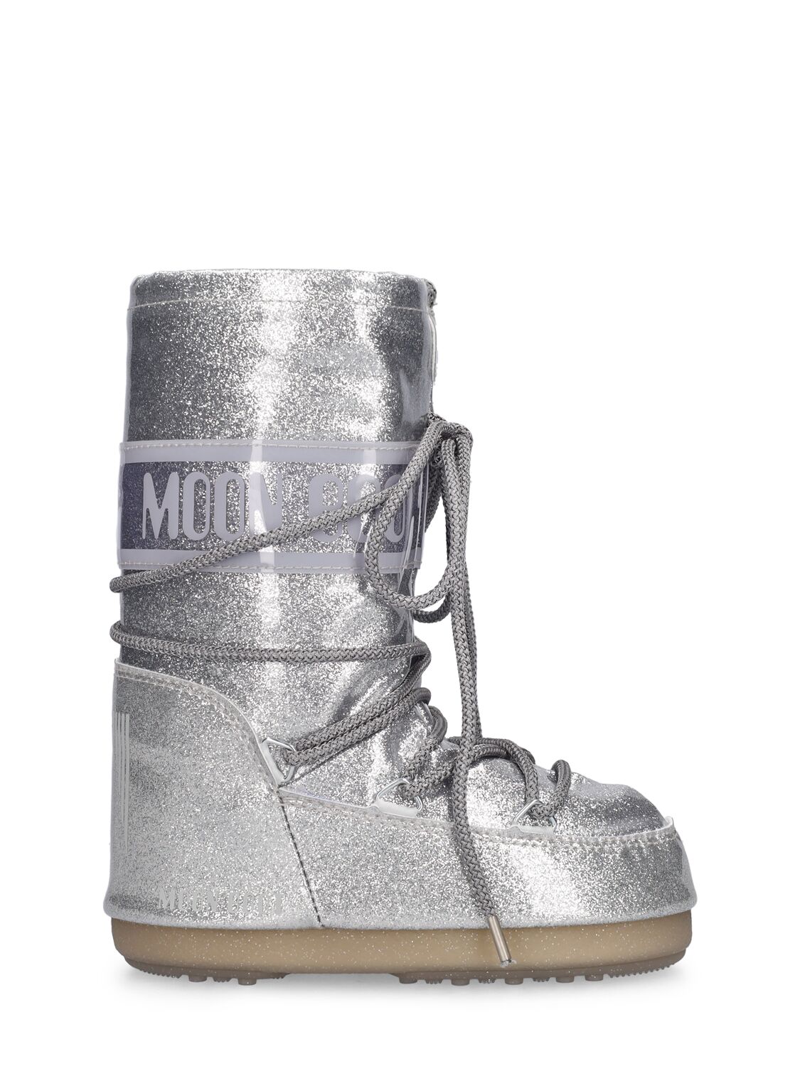 Shop Moon Boot Icon Tall Glitter Nylon Snow Boots In Silver