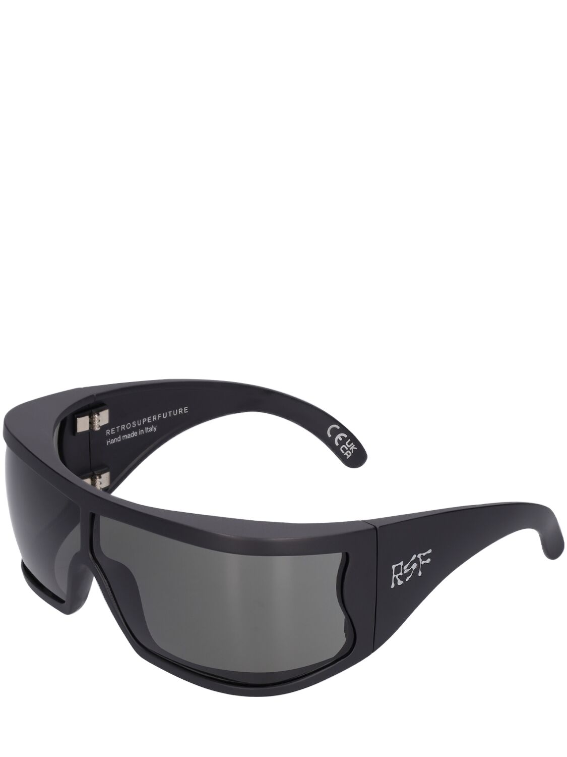 Shop Retrosuperfuture Bones Black Mask Acetate Sunglasses In Grau