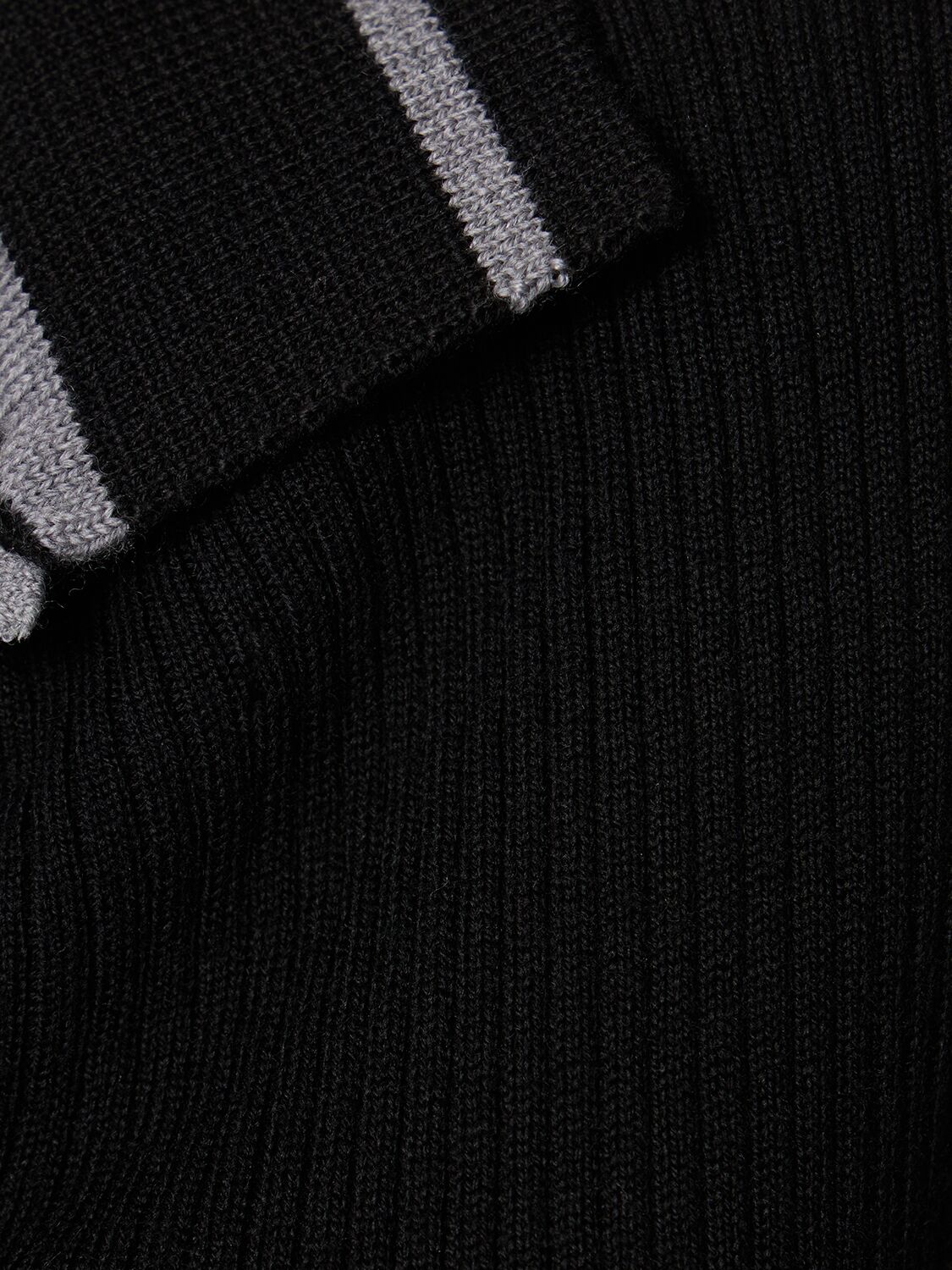 Shop Y/project Double Collar Rib Knit Fitted Sweater In Black,grey