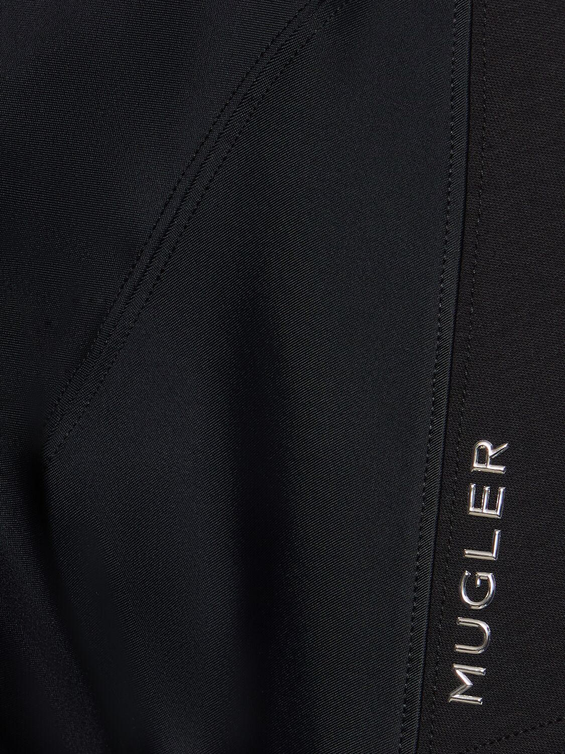 Shop Mugler Paneled Cotton & Nylon Slim T-shirt In Black