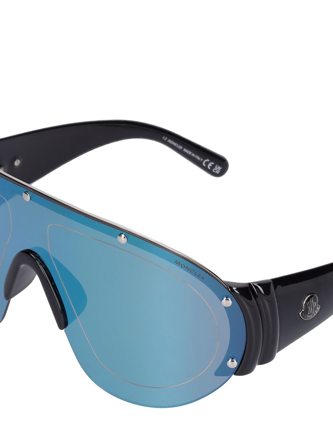 Shop Moncler Rapide Shield Sunglasses In Shiny Black