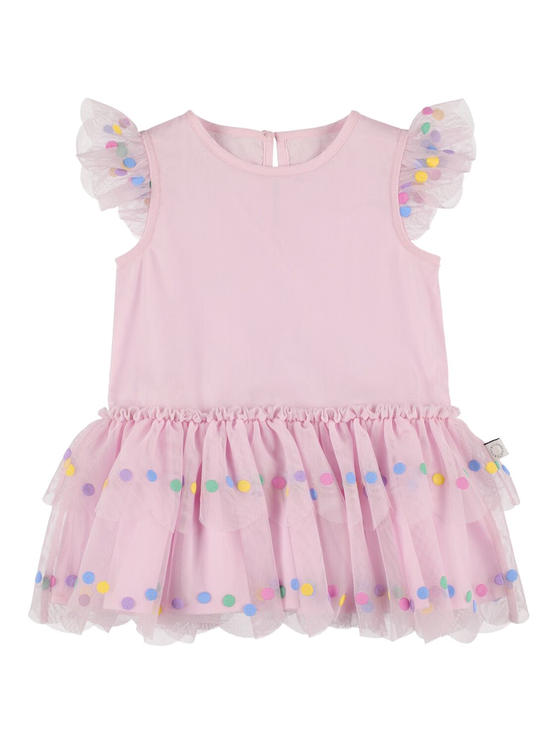 Stella Mccartney Babies' Recycled Tulle Short Sleeved Dress In Rosa