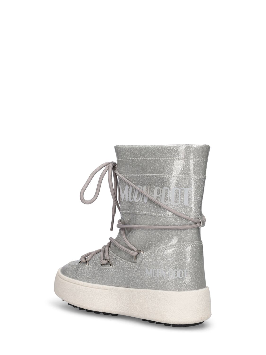 Shop Moon Boot Nylon Glitter Ankle Snow Boots In Silver