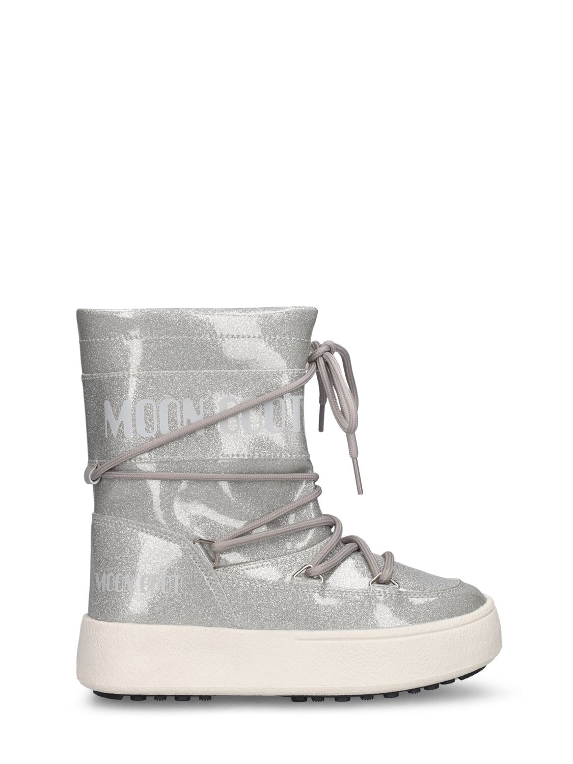 Moon Boot Kids' Nylon Glitter Ankle Snow Boots In Silver