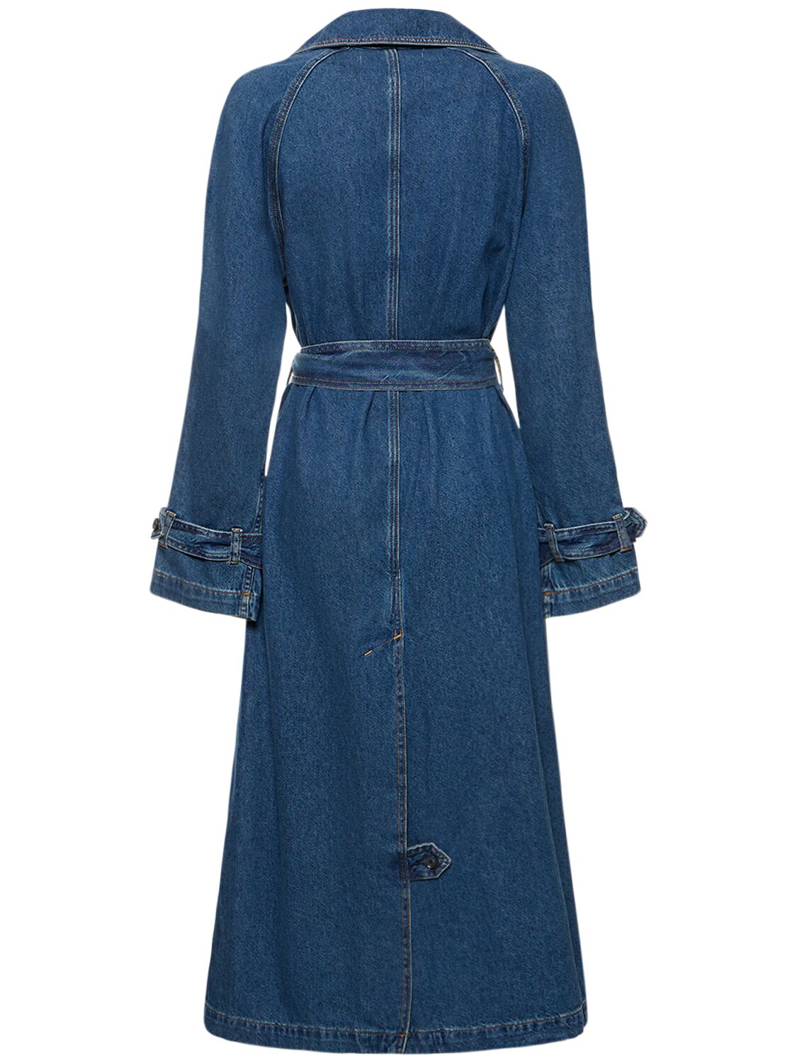 Shop Reformation Hayes Cotton Denim Trench Coat In Blue