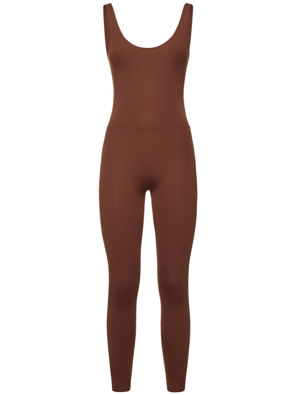 Girlfriend Collective The Scoop Back Seamless Unitard Jumpsuit In Brown