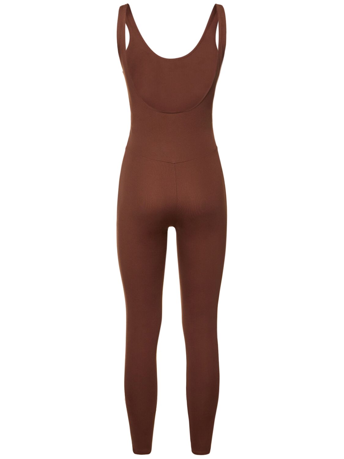 Shop Girlfriend Collective The Scoop Back Seamless Unitard Jumpsuit In Brown