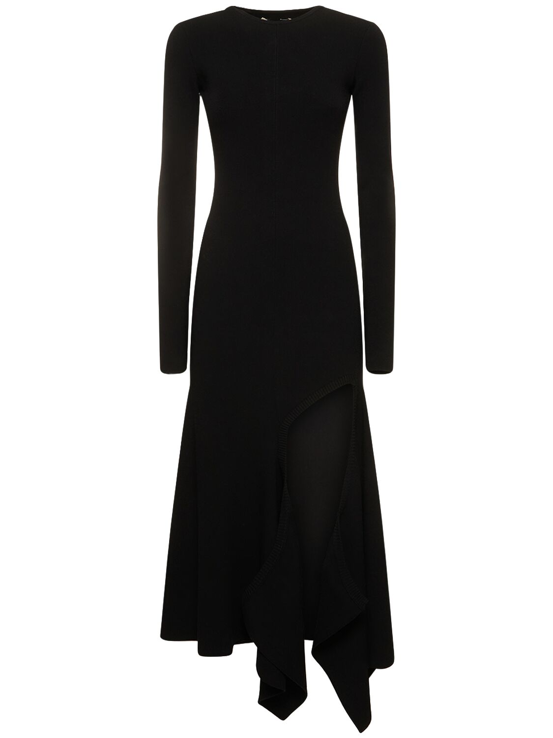 Shop Y/project Asymmetric Jersey Long Sleeve Dress In Black