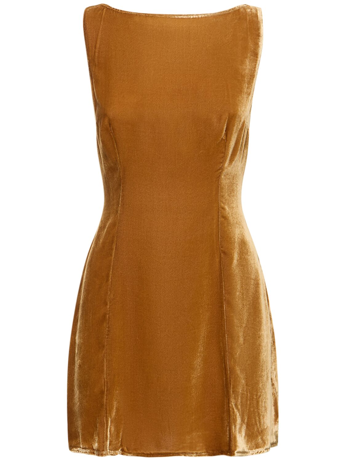 Reformation Brisbane Velvet Sleeveless Silk-blend Mini Dress In Gold