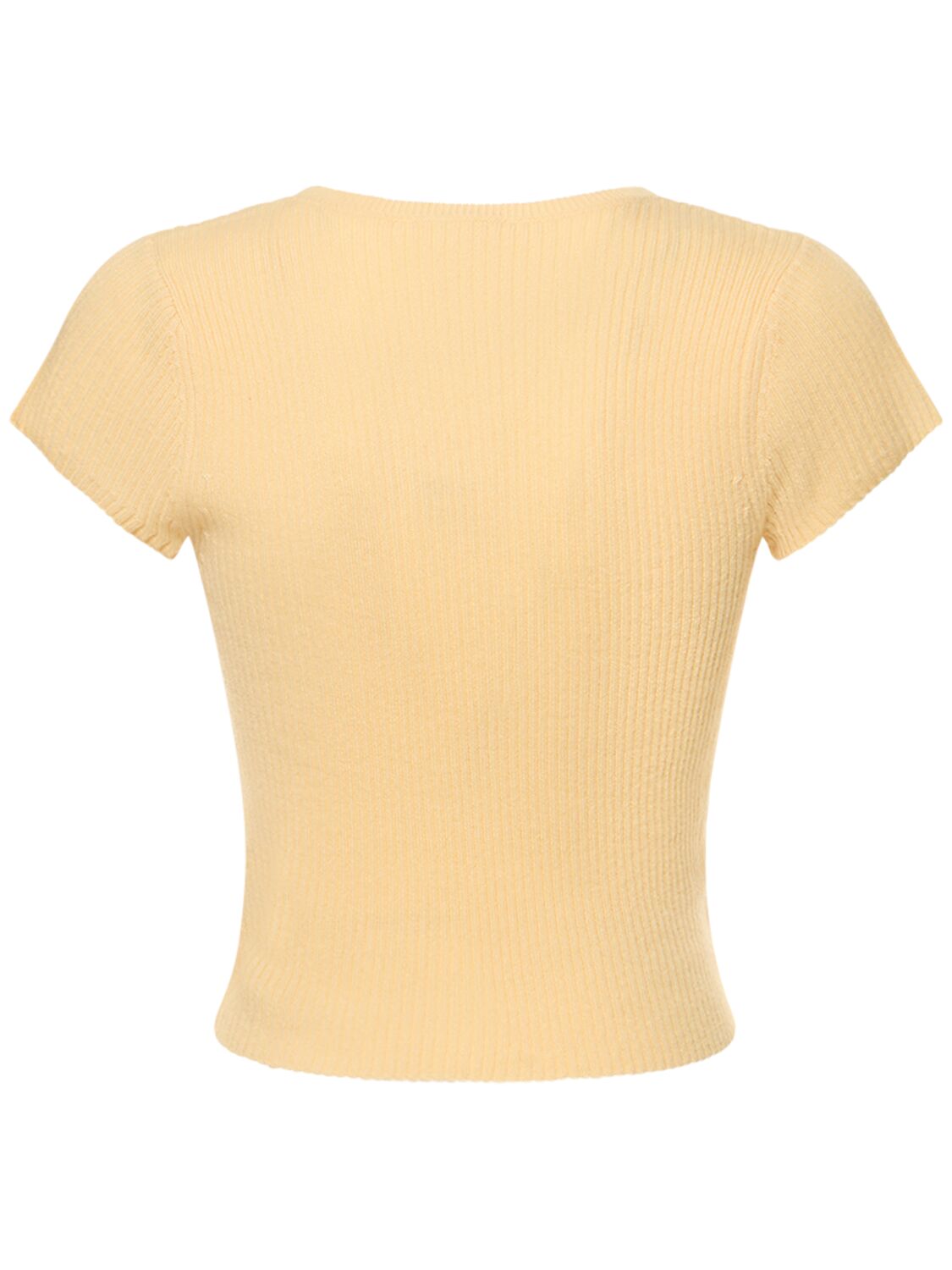 Shop Reformation Teo Short Sleeve Cashmere Sweater In Yellow