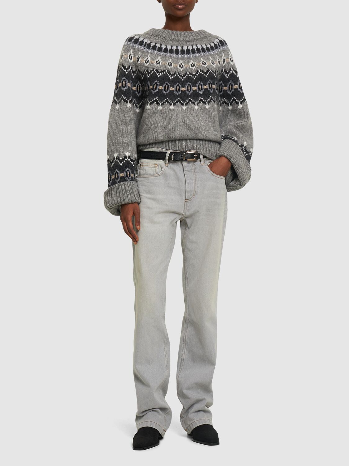 Shop Khaite Halo Oversized Cashmere Blend Sweater In Grey,multi