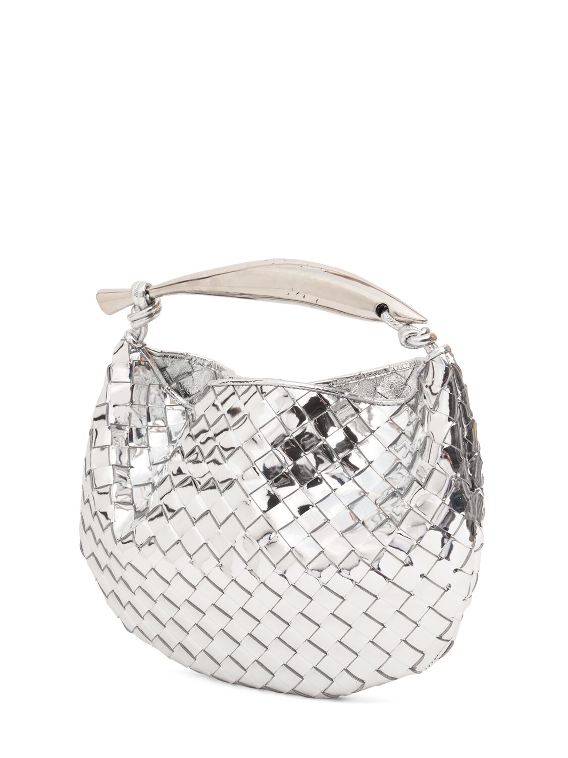 Shop Bottega Veneta Small Sardine Leather Top Handle Bag In Silber